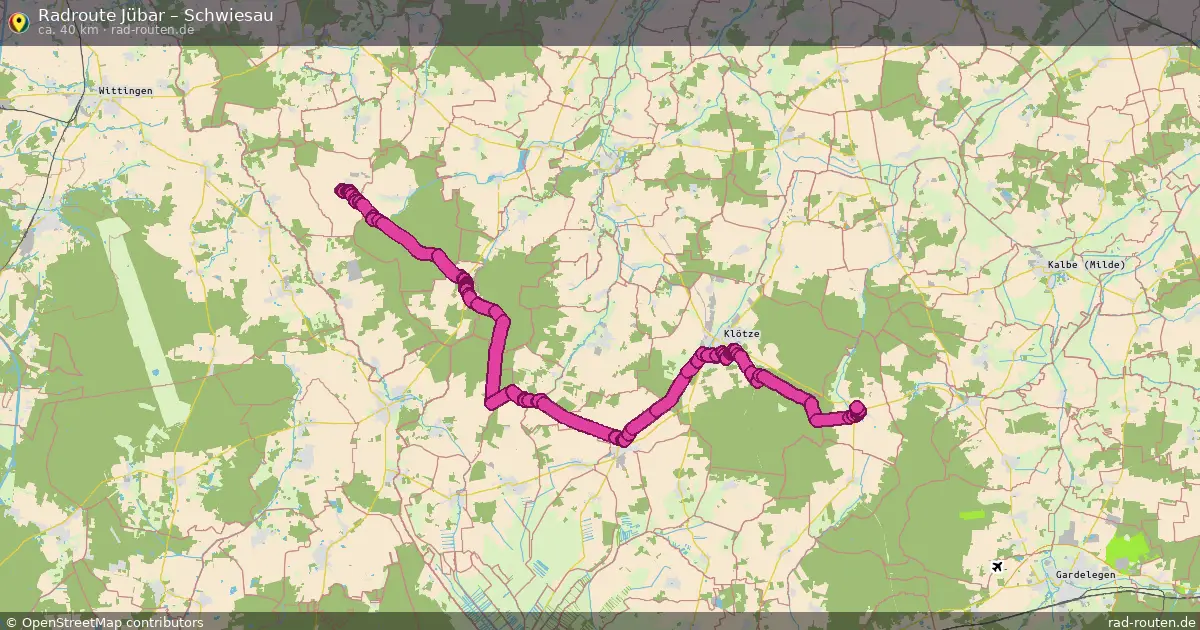 Fahrradroute Jübar – Schwiesau (40 km) – Rad-Routen.de