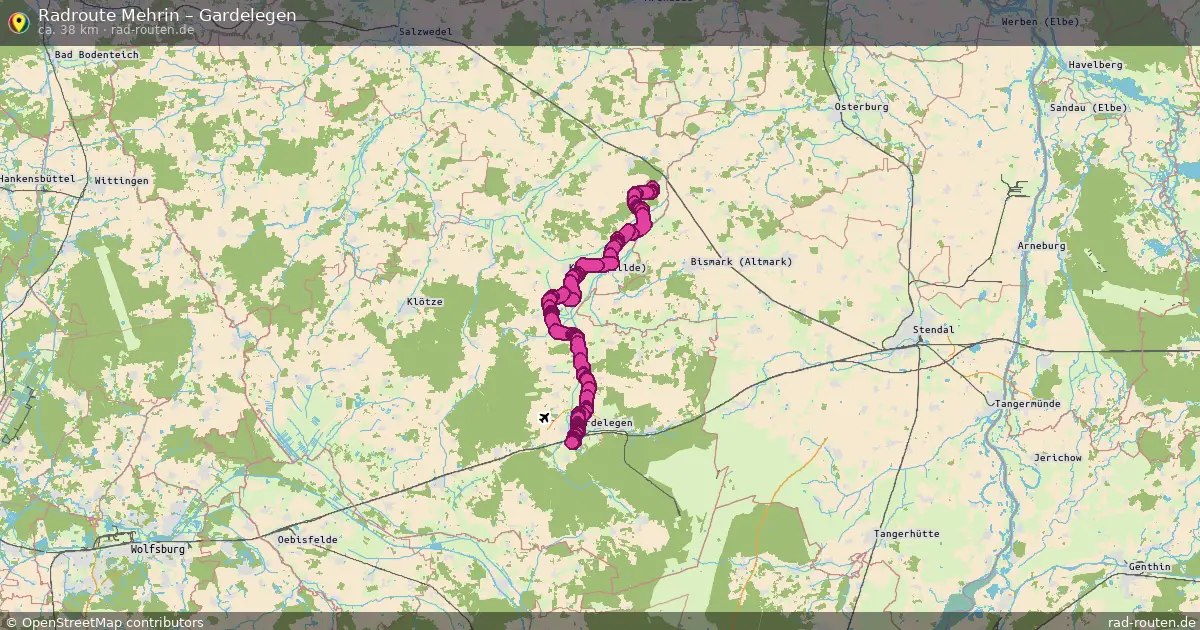 Fahrradroute Mehrin – Gardelegen (38 km) – Rad-Routen.de