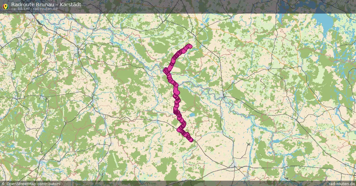 Fahrradroute von Brunau nach Karstädt