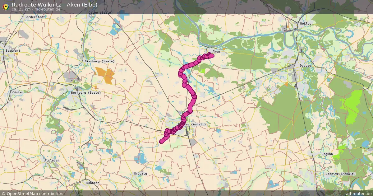 Fahrradroute Wülknitz – Aken (Elbe) (23 km) – Rad-Routen.de