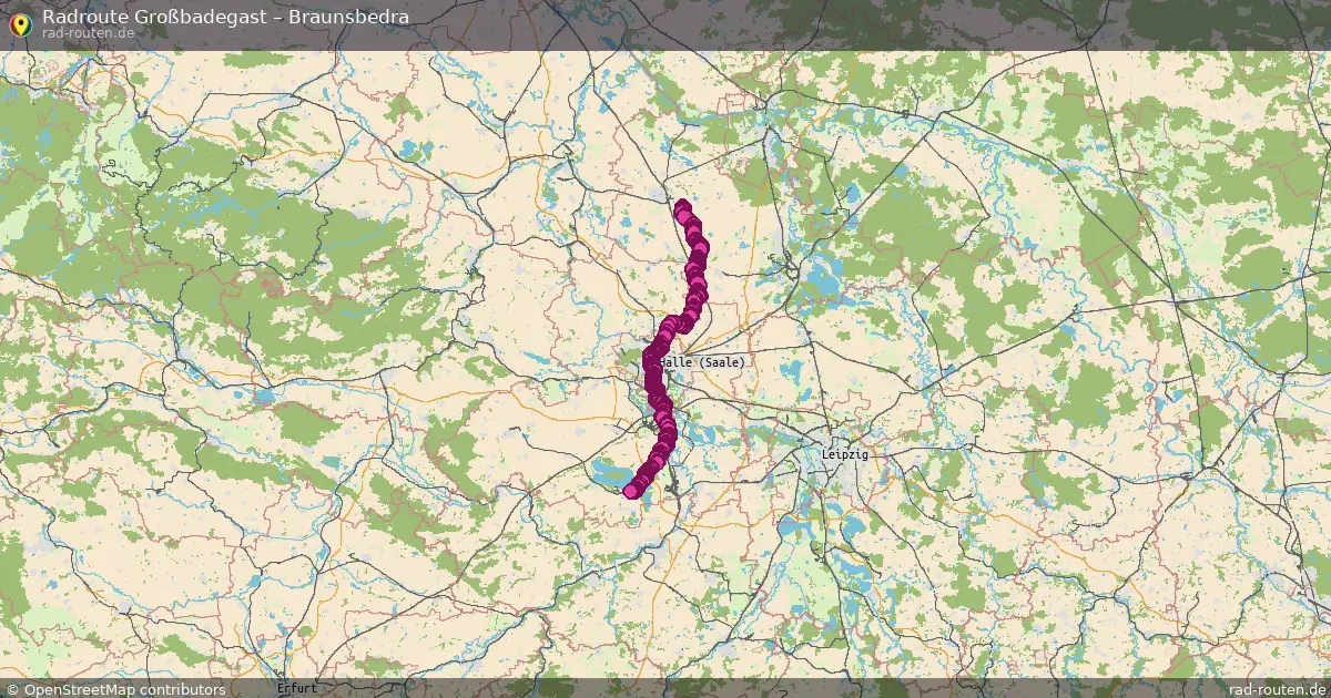 Fahrradroute Großbadegast – Braunsbedra (72 km) – Rad-Routen.de