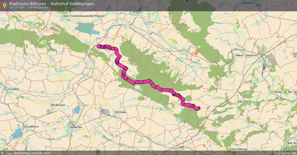 Fahrradroute Billroda – Bahnhof Heldrungen (35 km) – Rad-Routen.de