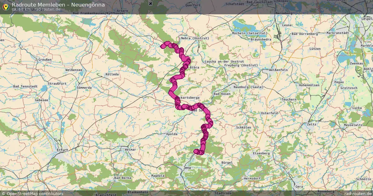 Fahrradroute Memleben – Neuengönna (68 km) – Rad-Routen.de