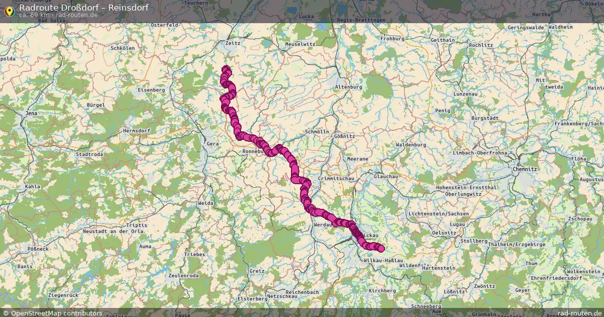Fahrradroute Droßdorf – Reinsdorf (69 km) – Rad-Routen.de