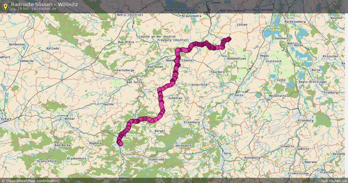 Fahrradroute von Sössen nach Wöllnitz