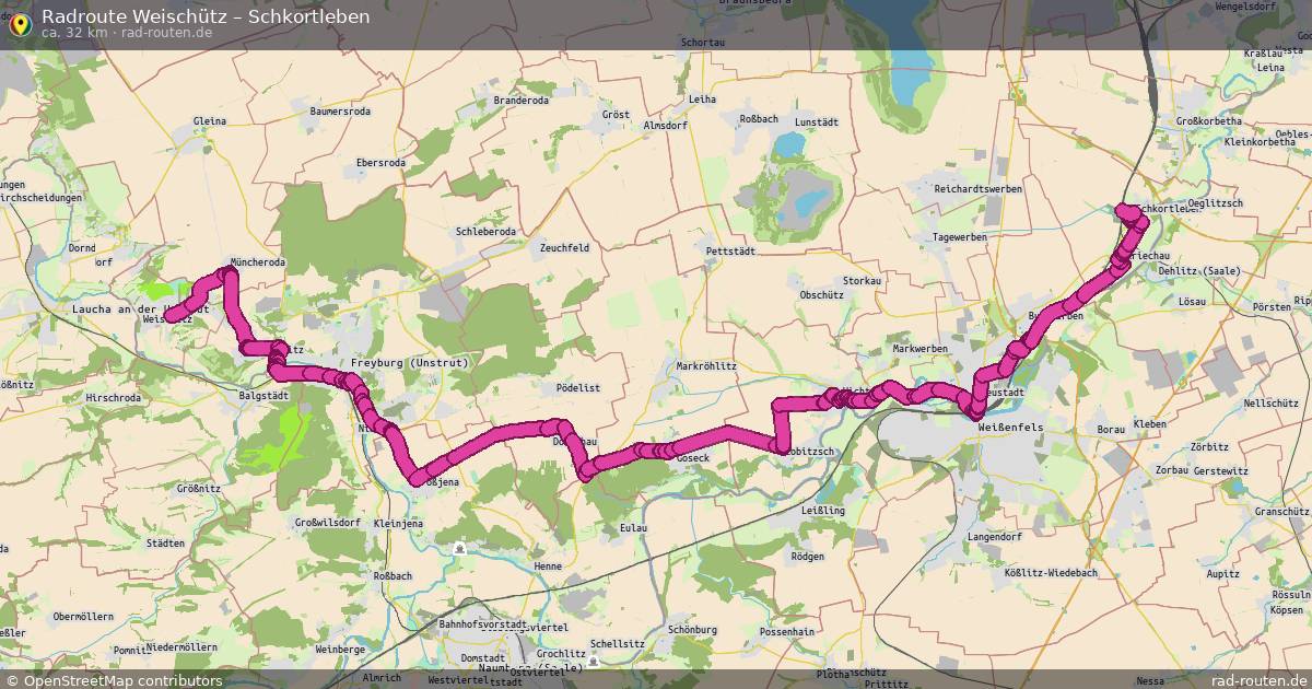 Fahrradroute Weischütz – Schkortleben