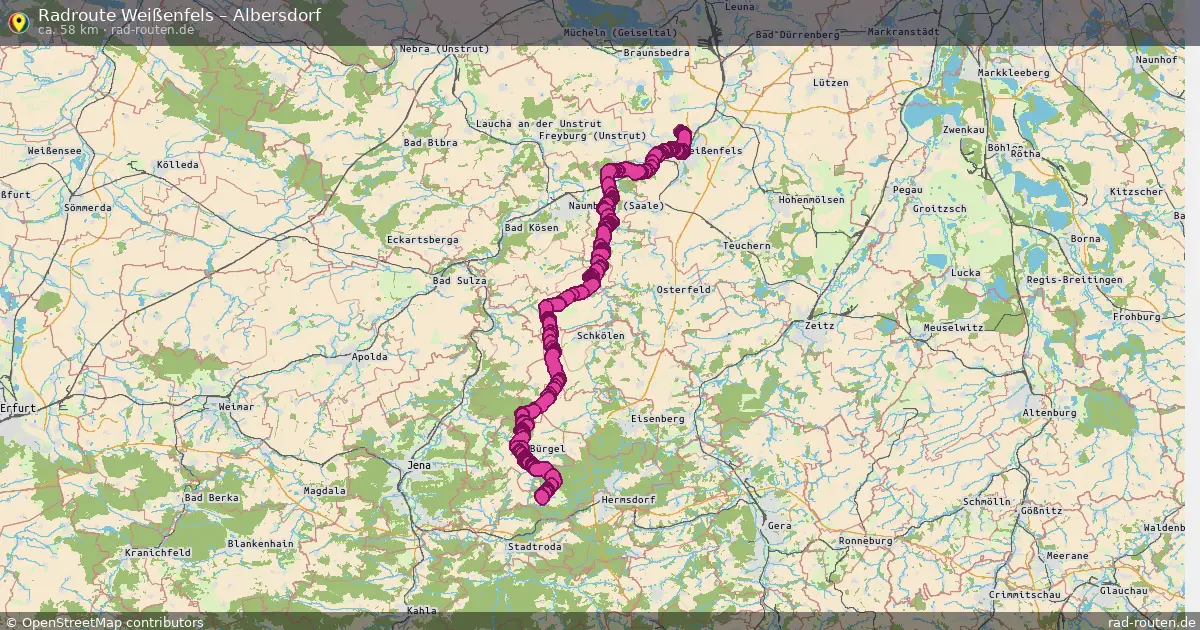 Fahrradroute Weißenfels – Albersdorf (58 km) – Rad-Routen.de