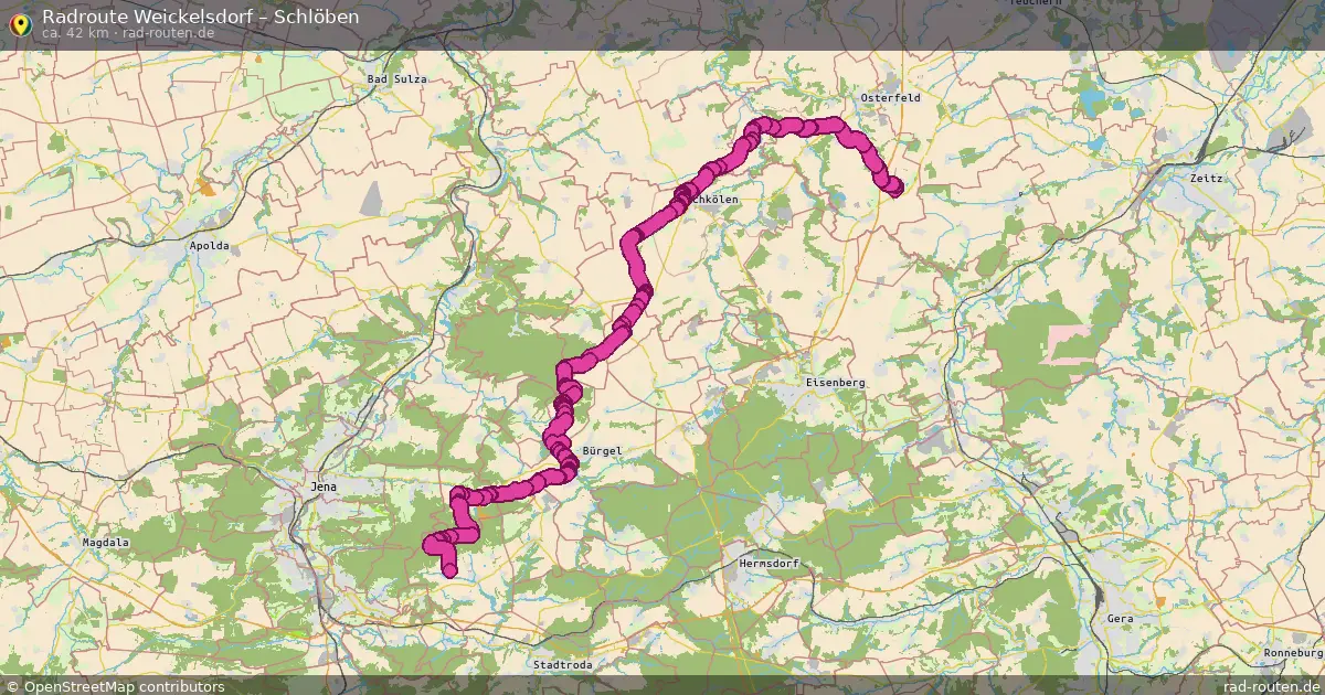 Fahrradroute Weickelsdorf – Schlöben (42 km) – Rad-Routen.de