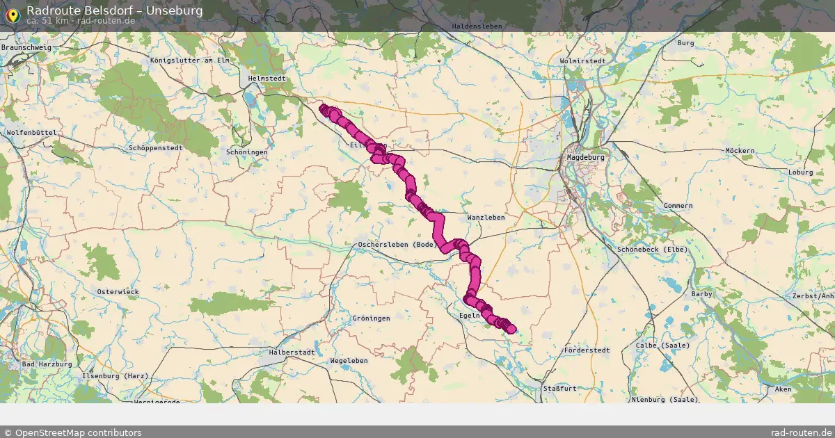 Fahrradroute von Belsdorf nach Unseburg