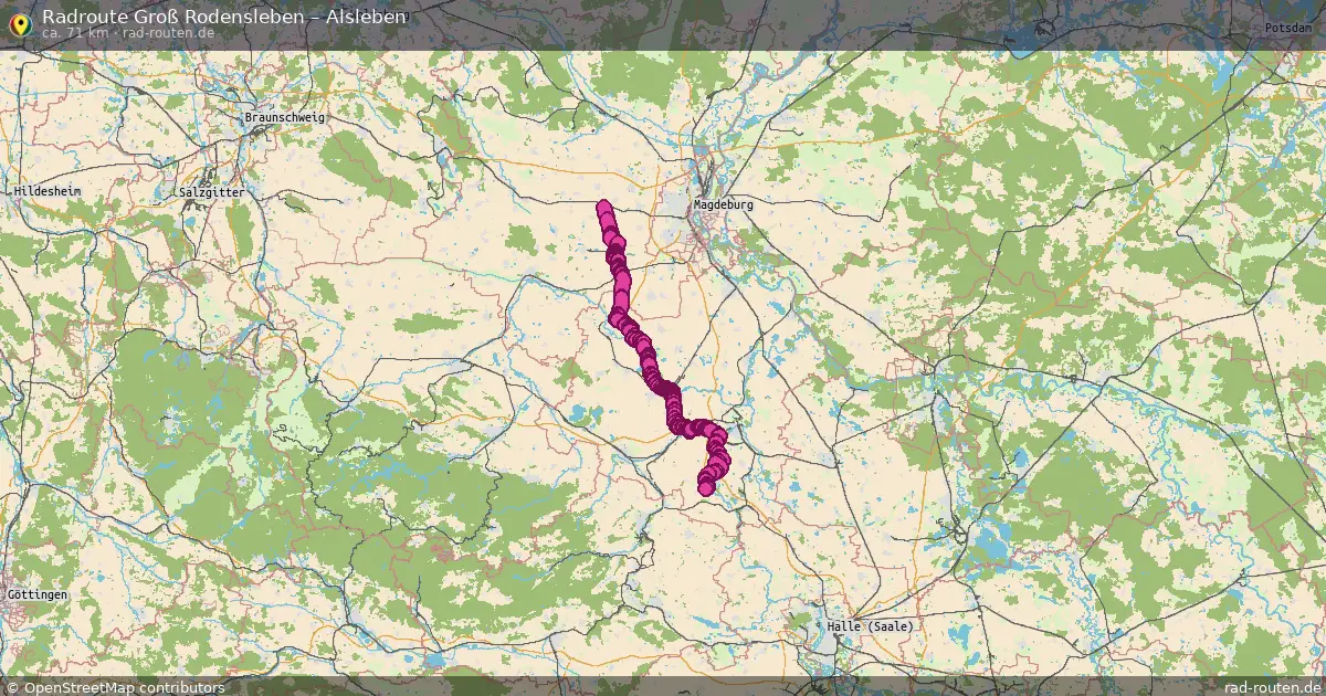 Fahrradroute von Groß Rodensleben nach Alsleben
