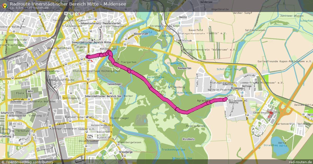 Fahrradroute Innerstädtischer Bereich Mitte – Mildensee