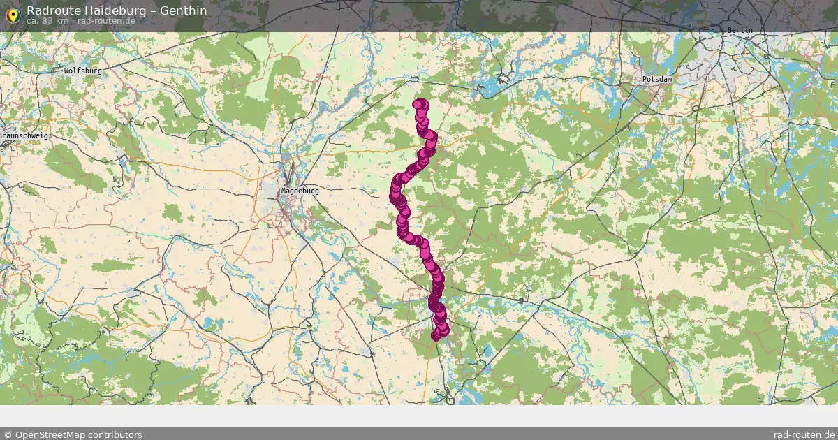 Fahrradroute von Haideburg nach Genthin
