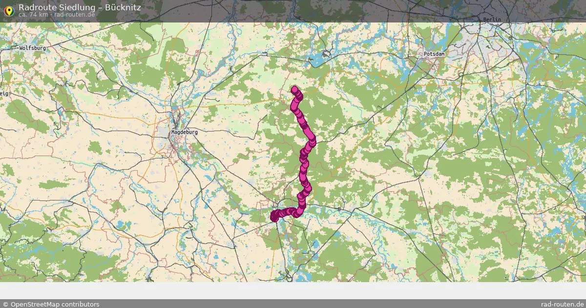 Fahrradroute von Siedlung nach Bücknitz