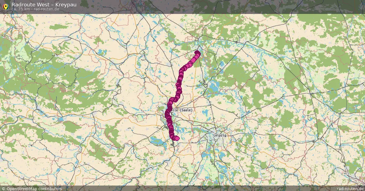 Fahrradroute von West nach Kreypau