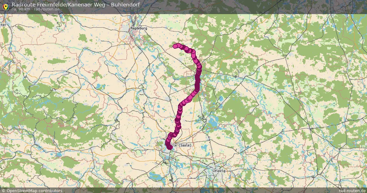 Fahrradroute von Freiimfelde/Kanenaer Weg nach Buhlendorf