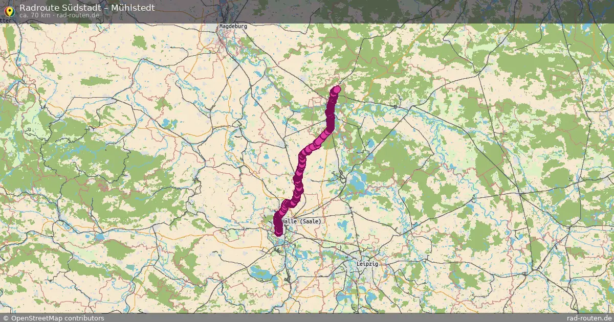 Fahrradroute von Südstadt nach Mühlstedt