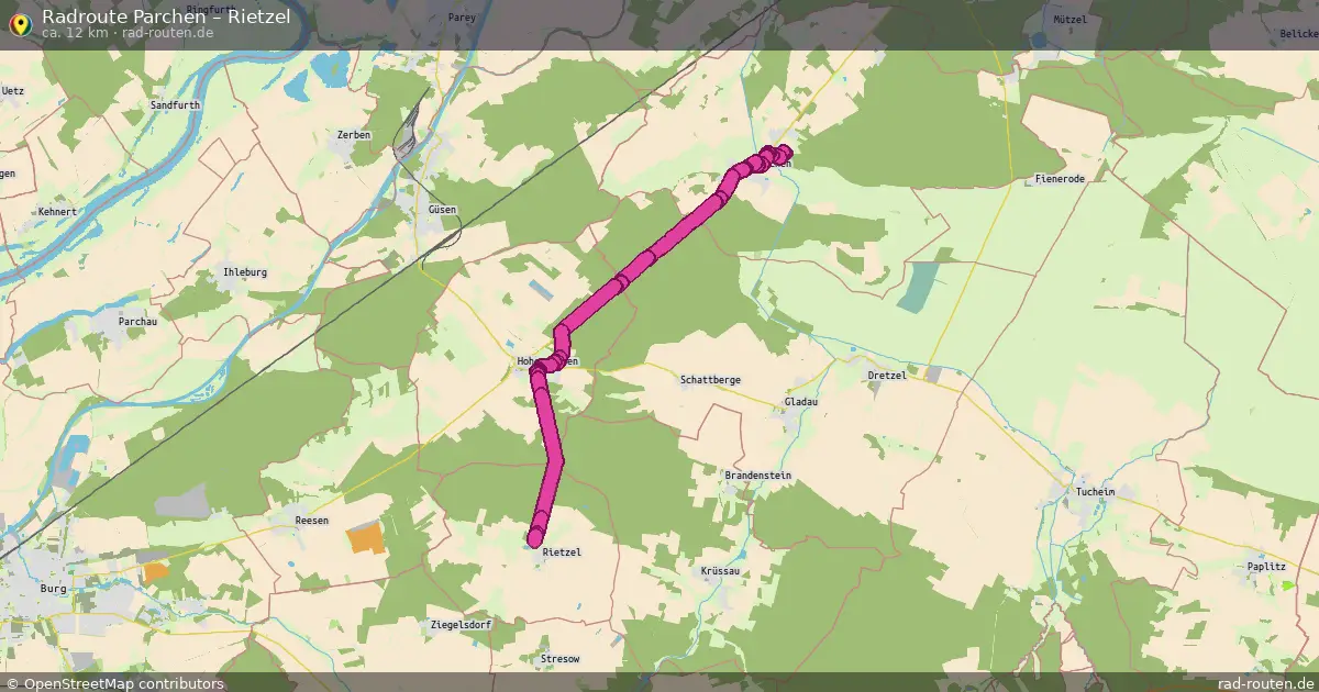 Fahrradroute Parchen – Rietzel (12 km) – Rad-Routen.de