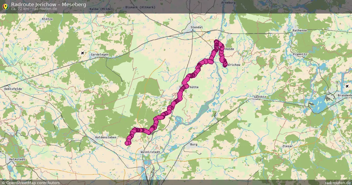Fahrradroute Jerichow – Meseberg (72 km) – Rad-Routen.de