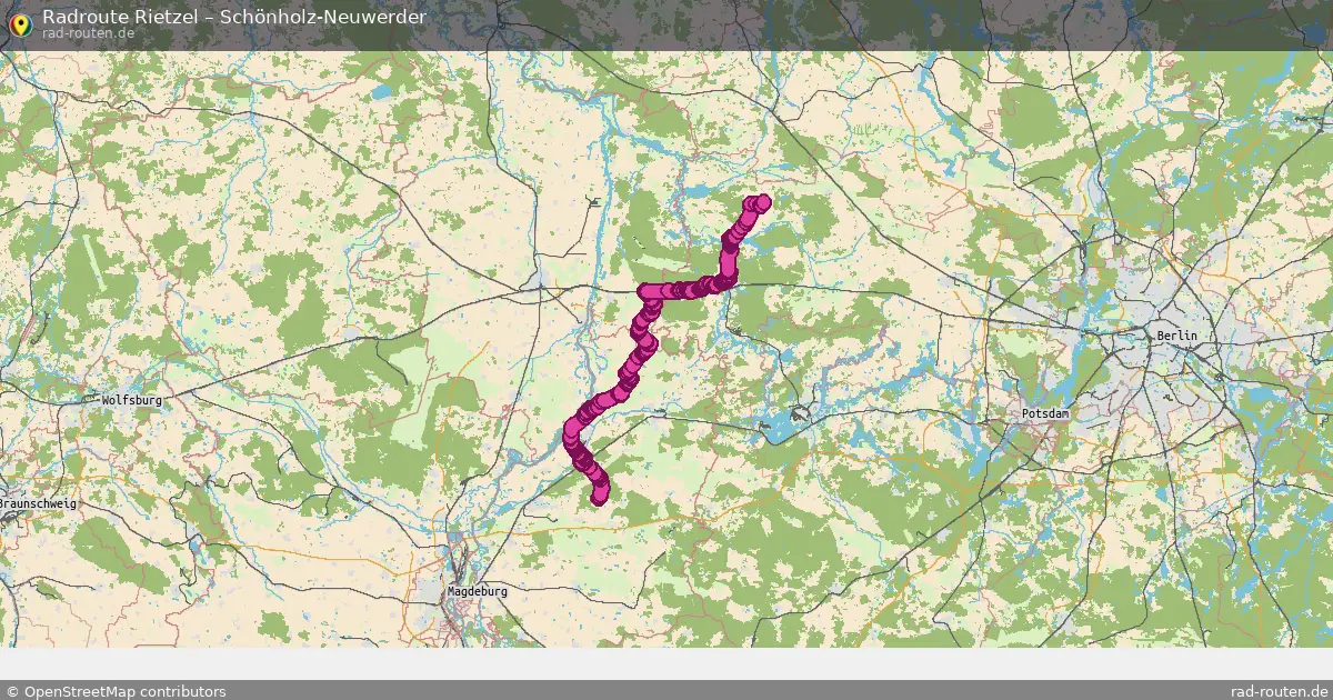 Fahrradroute von Rietzel nach Schönholz-Neuwerder