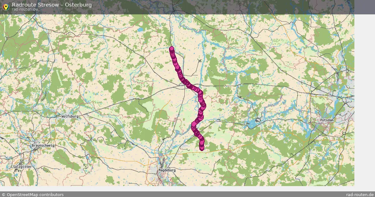 Fahrradroute von Stresow nach Osterburg