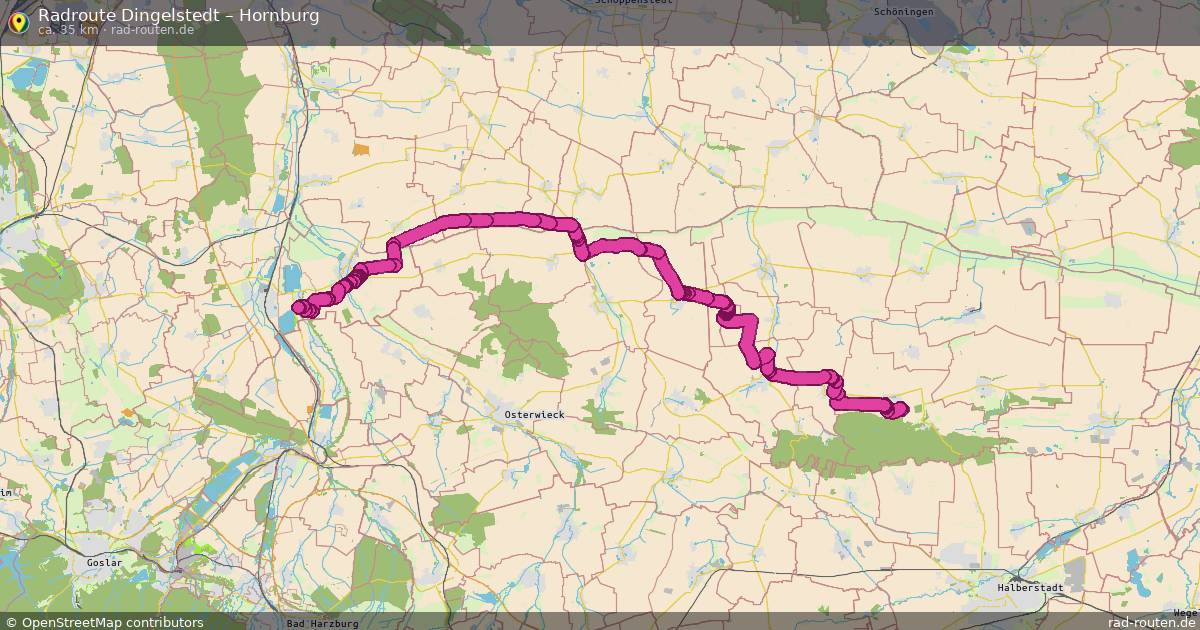 Fahrradroute von Dingelstedt nach Hornburg