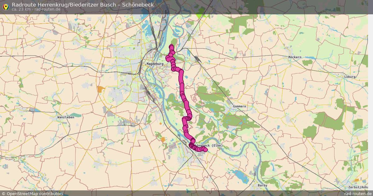 Fahrradroute Herrenkrug Biederitzer Busch – Schönebeck