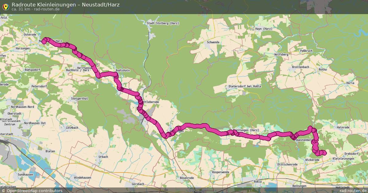 Fahrradroute Kleinleinungen – Neustadt Harz