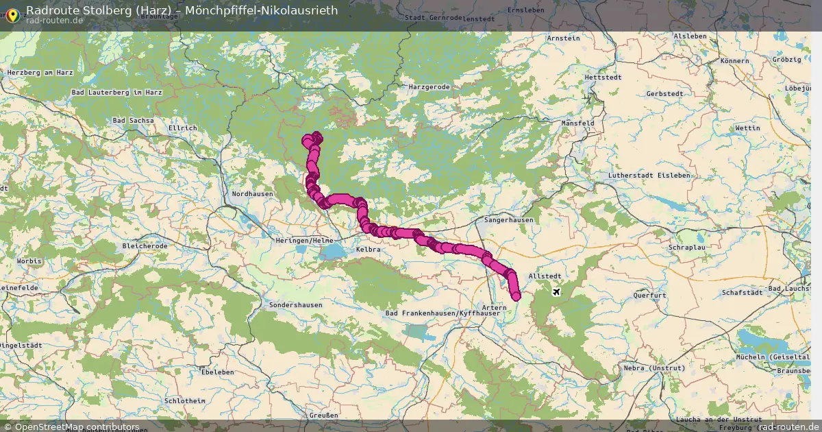 Radtour Stolberg (Harz) – Mönchpfiffel-Nikolausrieth