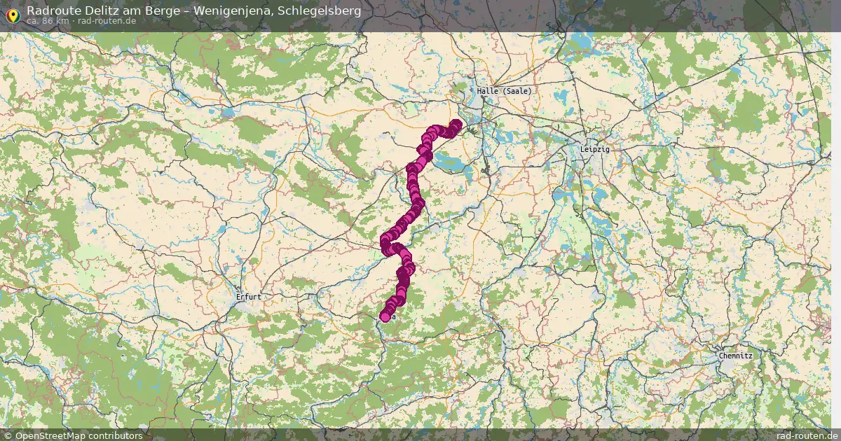 Fahrradroute von Delitz am Berge nach Wenigenjena, Schlegelsberg