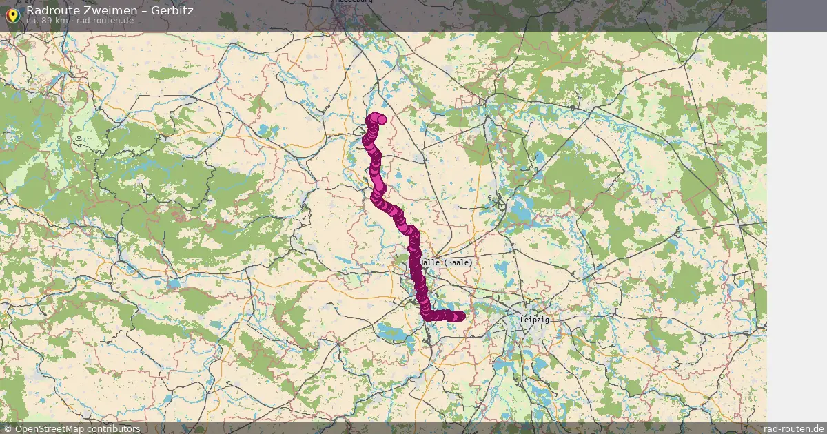 Fahrradroute von Zweimen nach Gerbitz