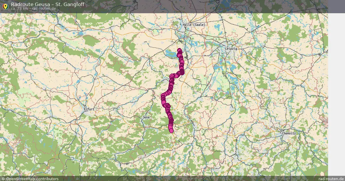 Fahrradroute Geusa – St. Gangloff (78 km) – Rad-Routen.de