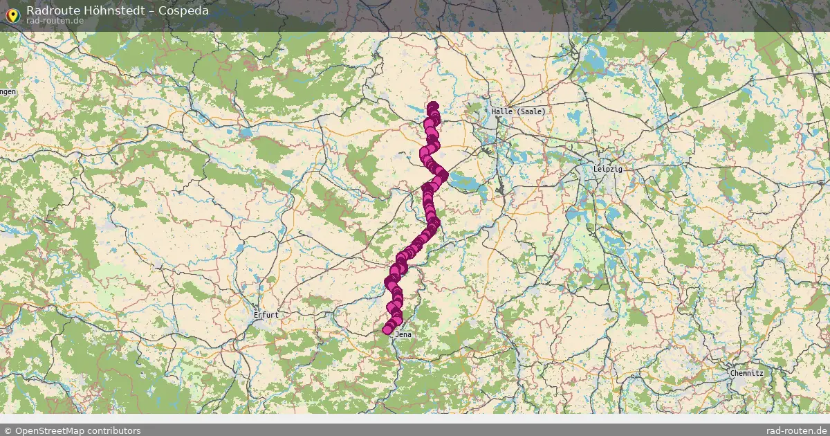 Fahrradroute von Höhnstedt nach Cospeda