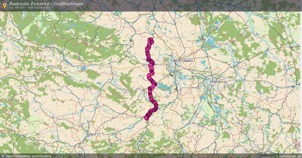 Fahrradroute von Zickeritz nach Großheringen