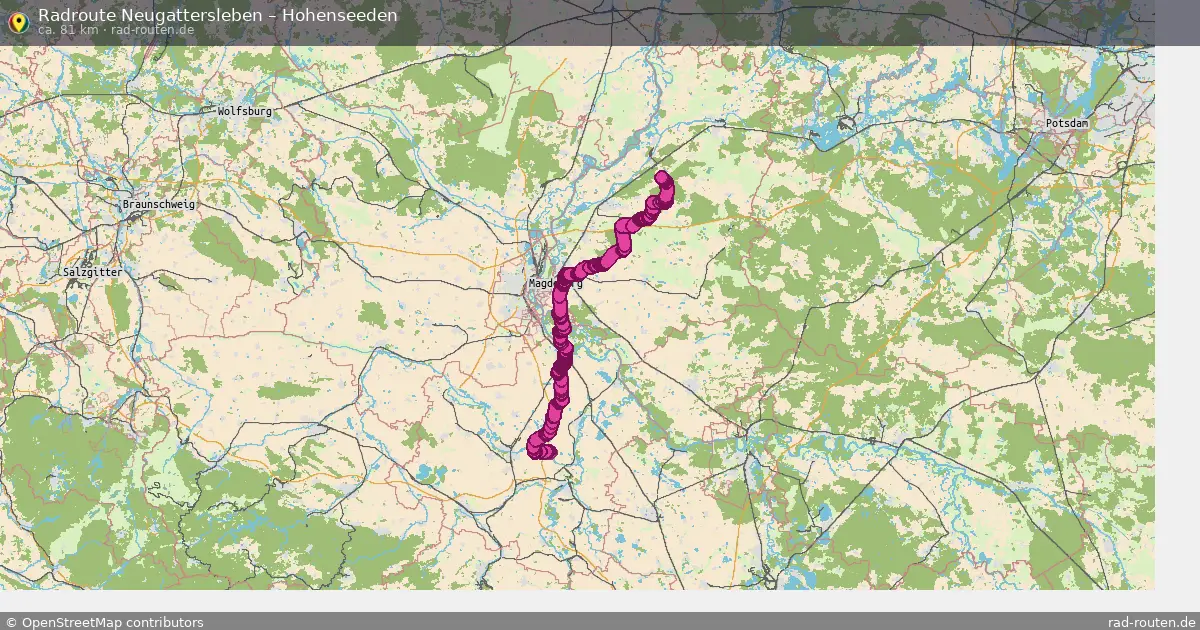 Fahrradroute von Neugattersleben nach Hohenseeden