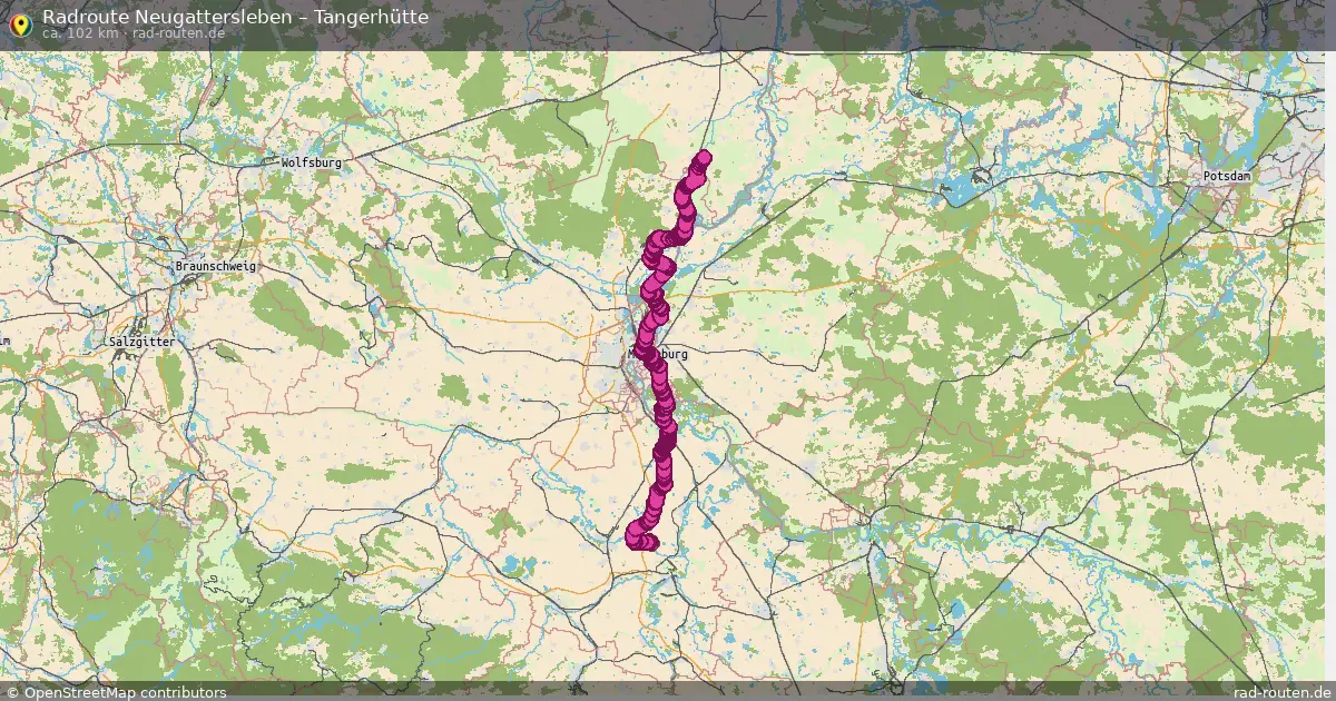 Fahrradroute von Neugattersleben nach Tangerhütte