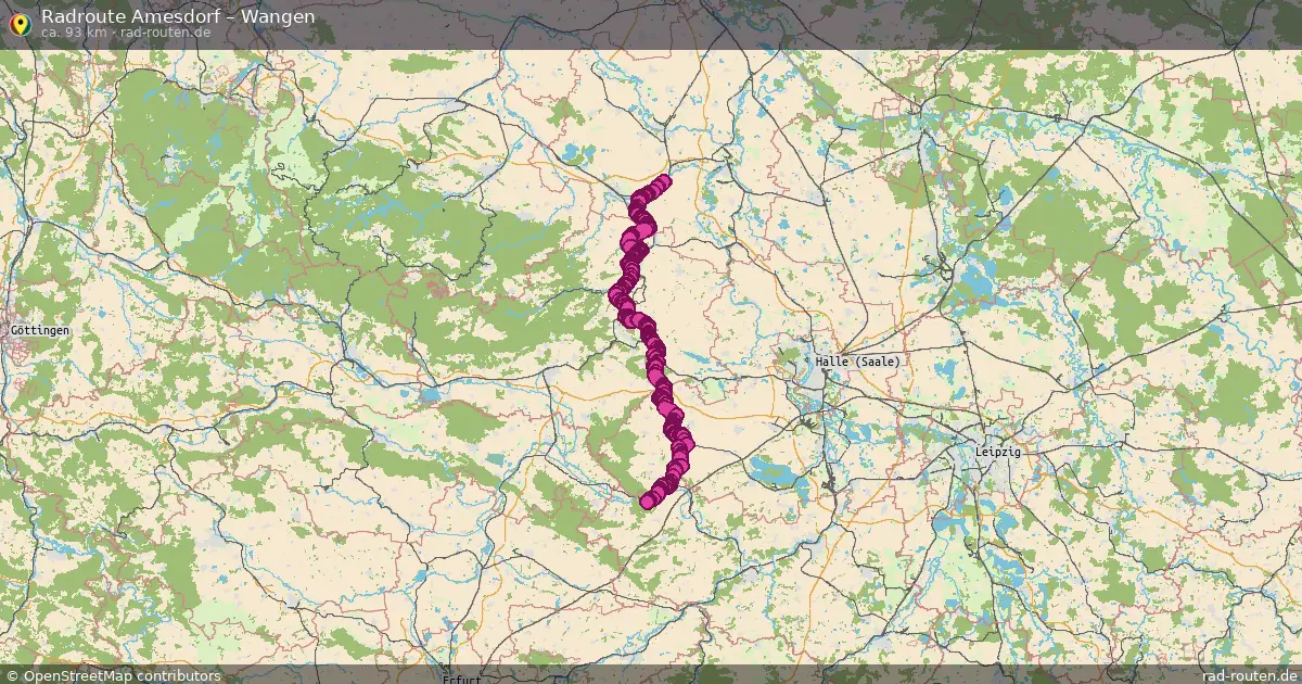 Fahrradroute von Amesdorf nach Wangen