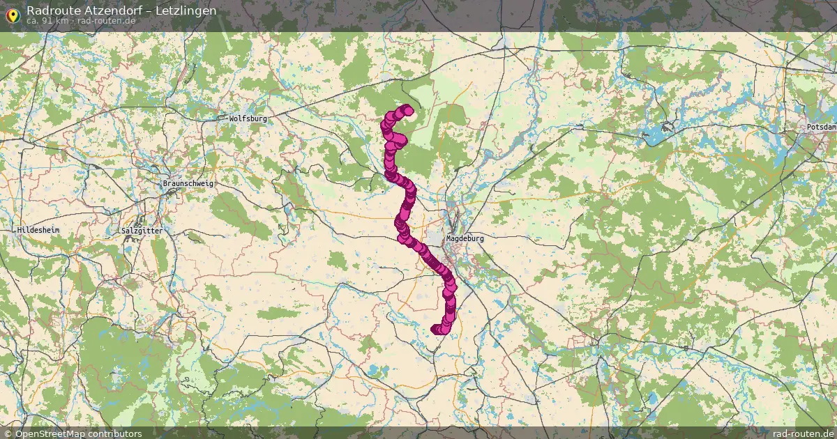Fahrradroute von Atzendorf nach Letzlingen