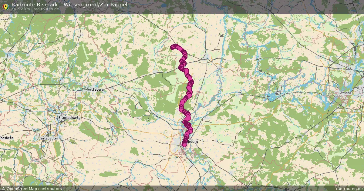Fahrradroute Bismark – Wiesengrund Zur Pappel