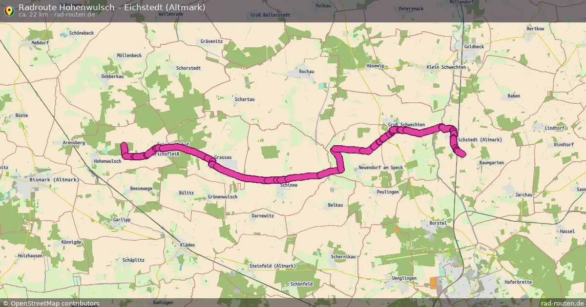 Fahrradroute Hohenwulsch – Eichstedt (Altmark) (22 km) – Rad-Routen.de