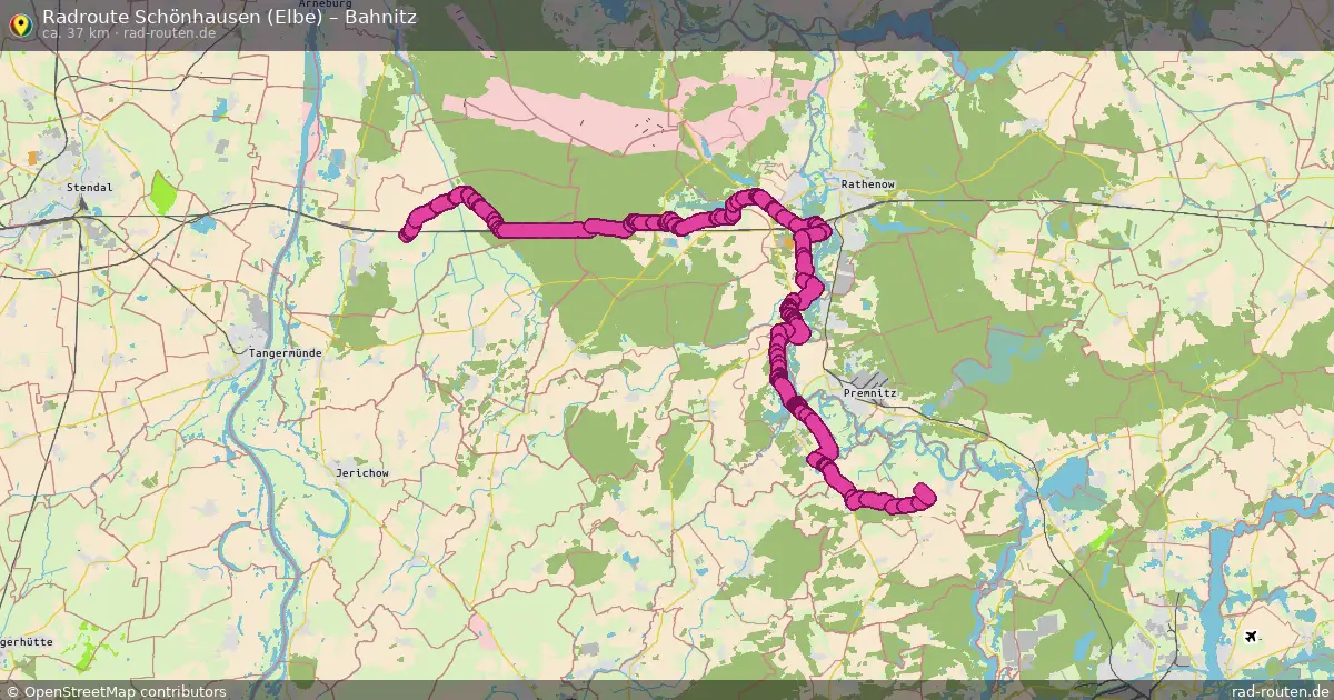 Fahrradroute Schönhausen (Elbe) – Bahnitz (37 km) – Rad-Routen.de