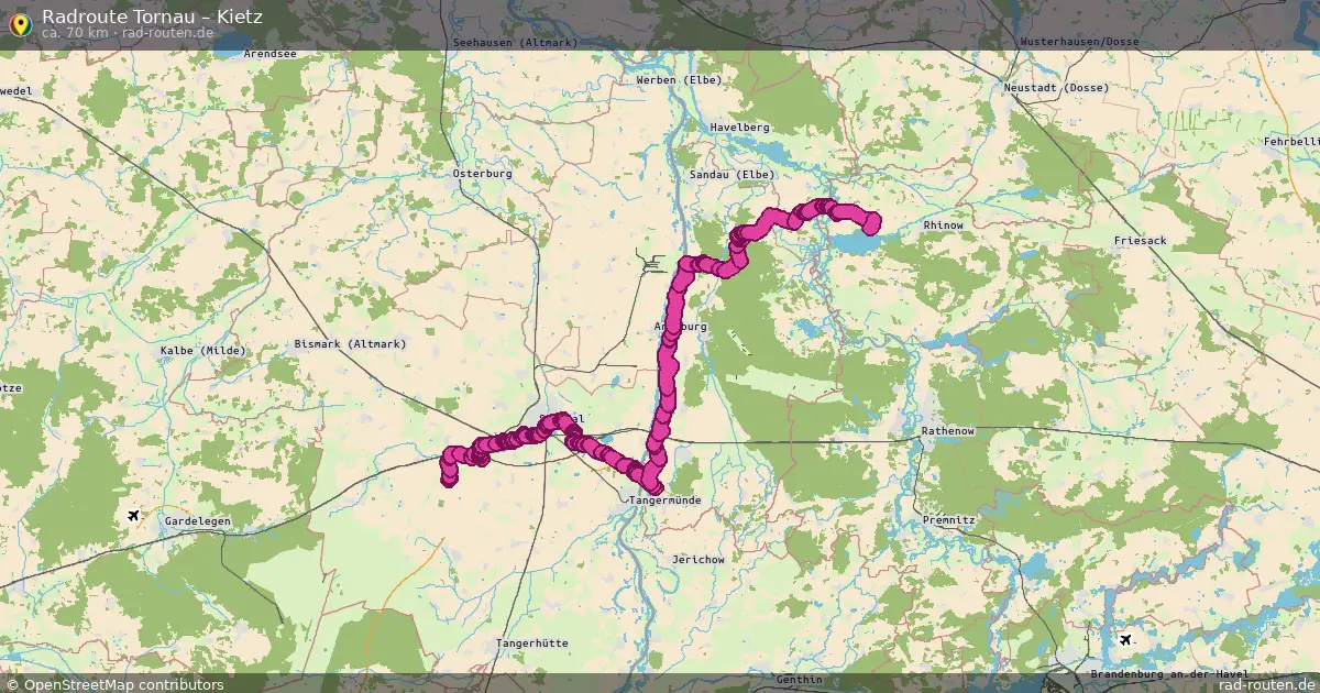 Fahrradroute Tornau – Kietz (70 km) – Rad-Routen.de