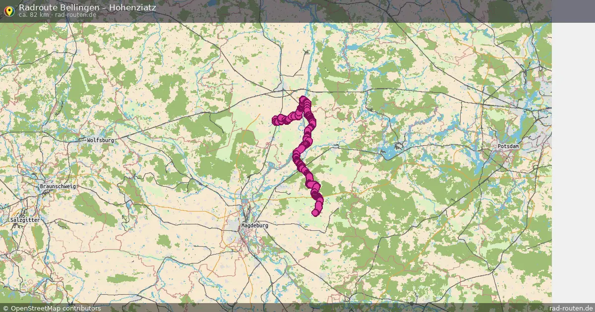 Fahrradroute von Bellingen nach Hohenziatz