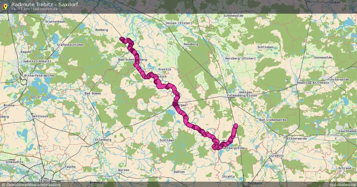 Fahrradroute von Trebitz nach Saxdorf