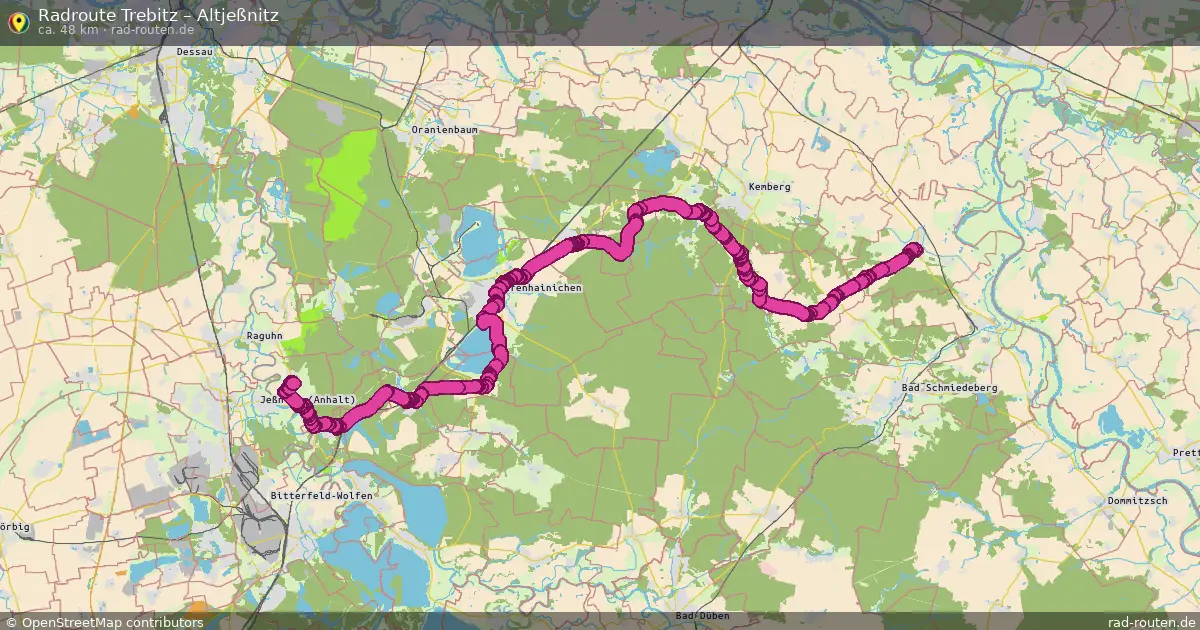 Fahrradroute von Trebitz nach Altjeßnitz