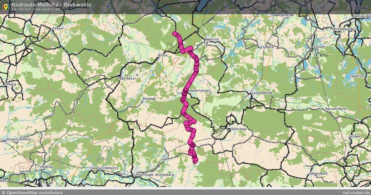 Fahrradroute Mellnitz – Borkwalde (59 km) – Rad-Routen.de