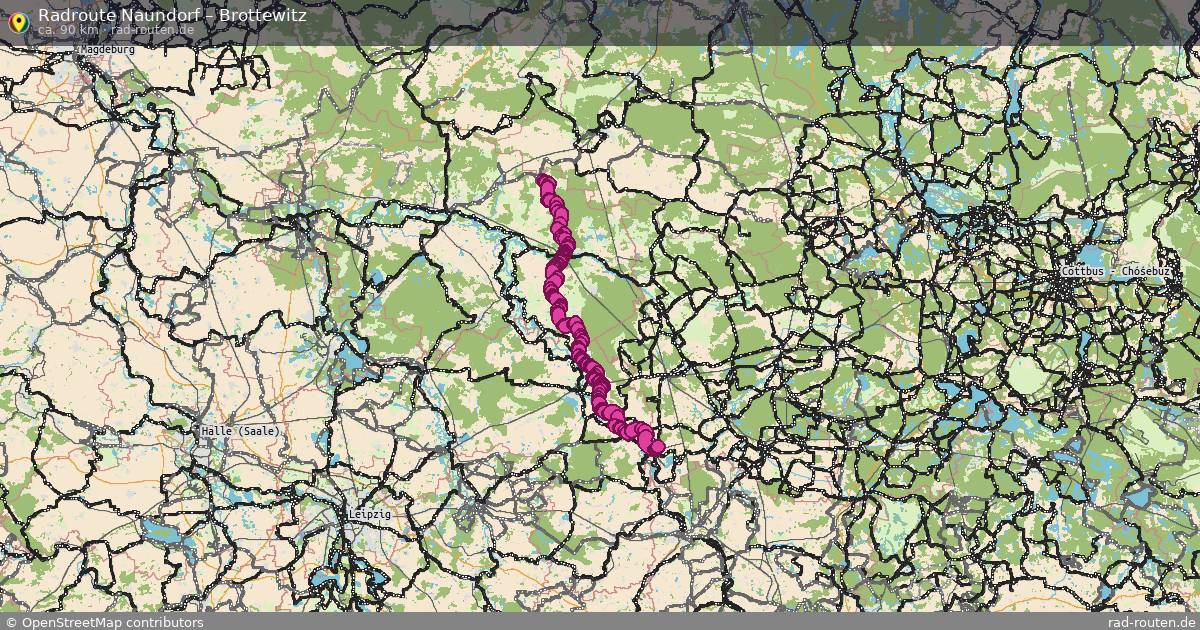 Fahrradroute Naundorf – Brottewitz (90 km) – Rad-Routen.de