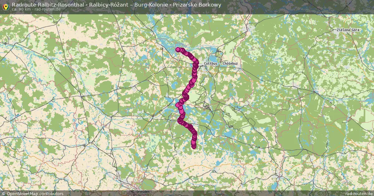 Radtour Ralbitz-Rosenthal - Ralbicy-Róžant – Burg-Kolonie - Prizaŕske Borkowy