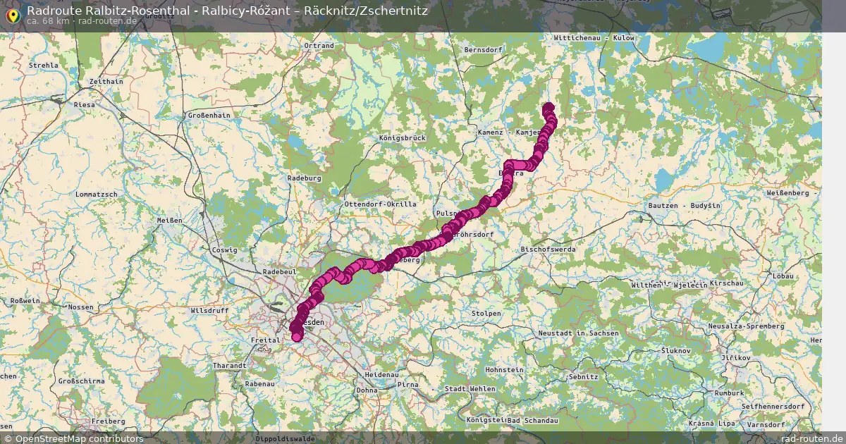 Radtour Ralbitz-Rosenthal - Ralbicy-Róžant – Räcknitz Zschertnitz