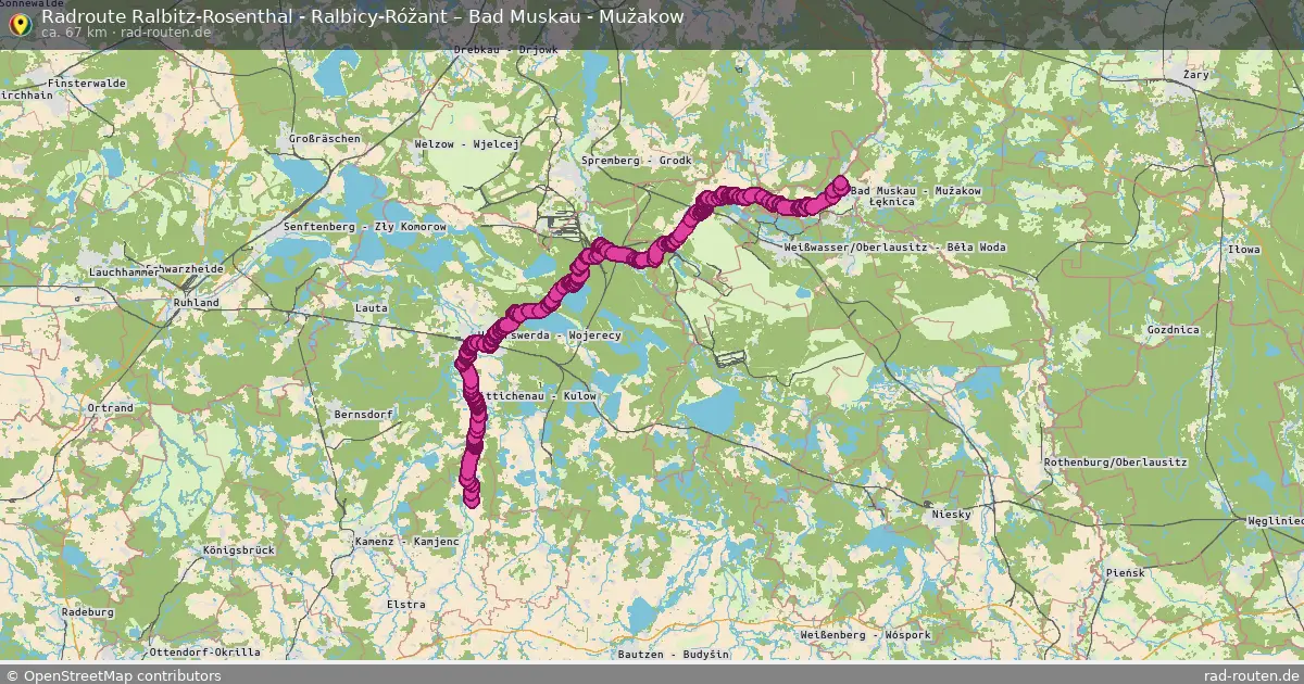 Radtour Ralbitz-Rosenthal - Ralbicy-Róžant – Bad Muskau - Mužakow
