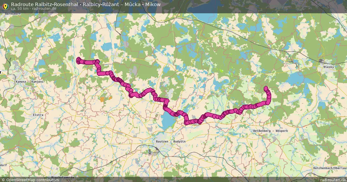 Radtour Ralbitz-Rosenthal - Ralbicy-Róžant – Mücka - Mikow